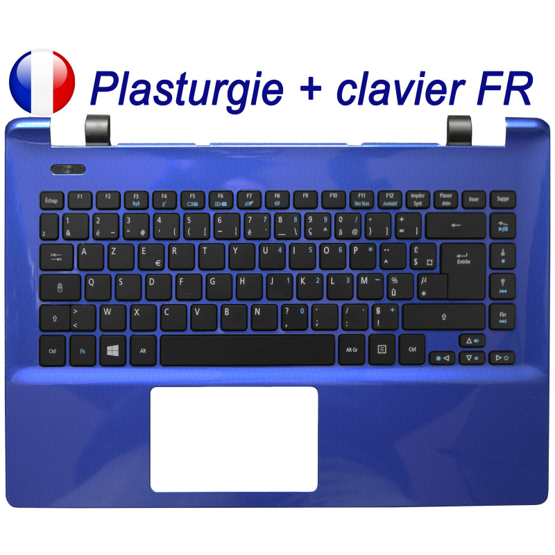 /!\Clavier + Plasturgie Bleue ACER Aspire E5-411 E5-421 E5-471 Original Français Azerty