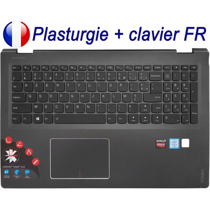 Plasturgie + Clavier FR pour LENOVO Yoga 510-15ISK / 510-15IKB - Français Azerty Plasturgie + Clavier FR pour LENOVO Yoga 510-15ISK / 510-15IKB - Français Azerty