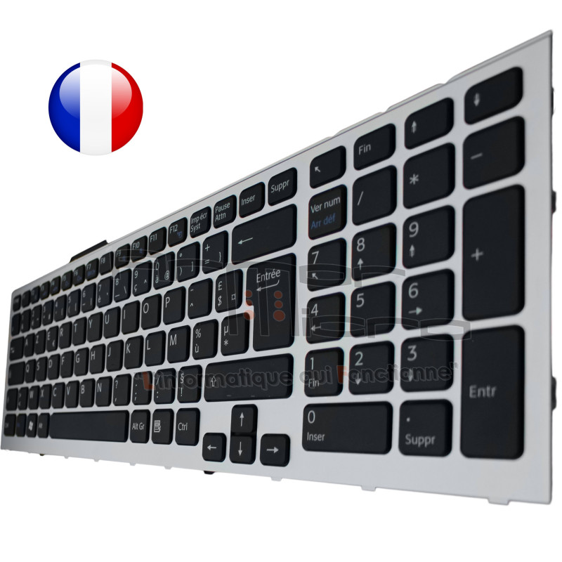 CLAVIER SONY VAIO VPCF13S8R VPCF13Z0E Cadre Argent ORIGINAL FRANCAIS AZERTY