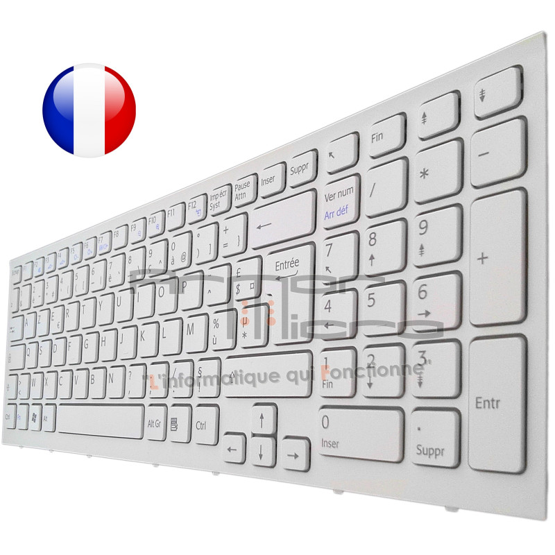 CLAVIER SONY VAIO - 1-487-934-41 148793441 -BLANC ORIGINAL FRANCAIS AZERTY