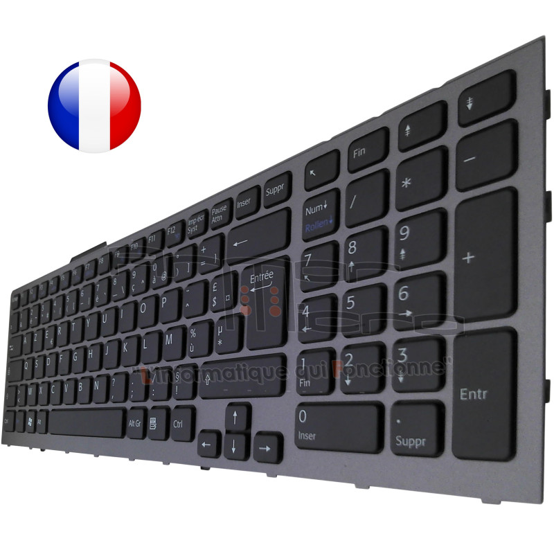 CLAVIER SONY VAIO VPCF13Z1E VPCF13Z1R - Cadre noir ORIGINAL FRANCAIS AZERTY
