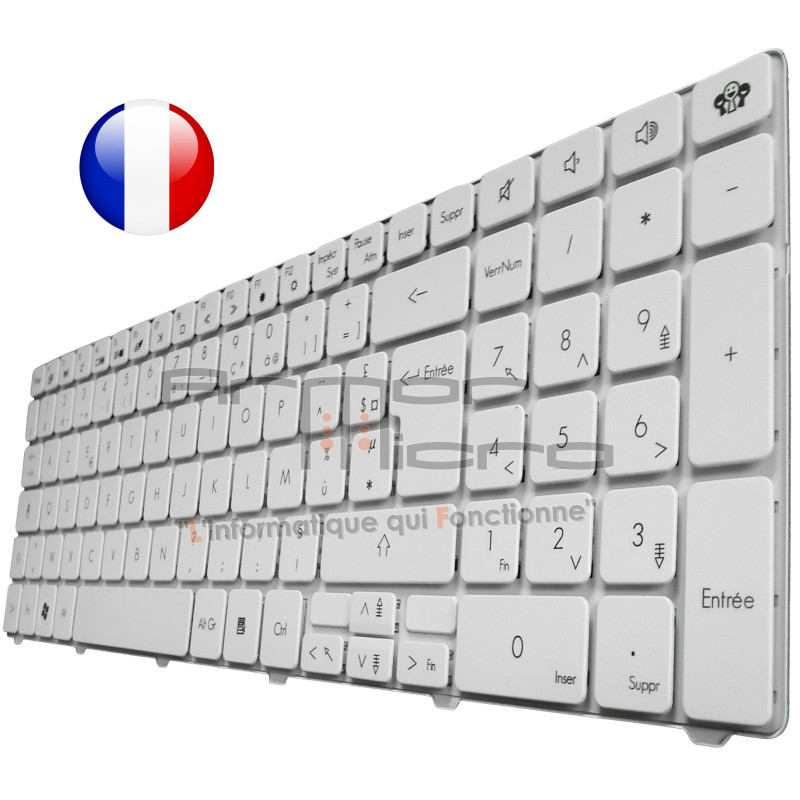 /!\Clavier Packard Bell EasyNote V104730CK2 FR 90.4HS07.U0F KB 904HS07U0F Français Azerty Blanc /!\Clavier Packard Bell EasyNote V104730CK2 FR 90.4HS07.U0F KB 904HS07U0F Français Azerty Blanc