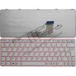 /!\Clavier SONY Vaio SVE1111M1EP - Blanc Cadre ROSE Original Français Azerty