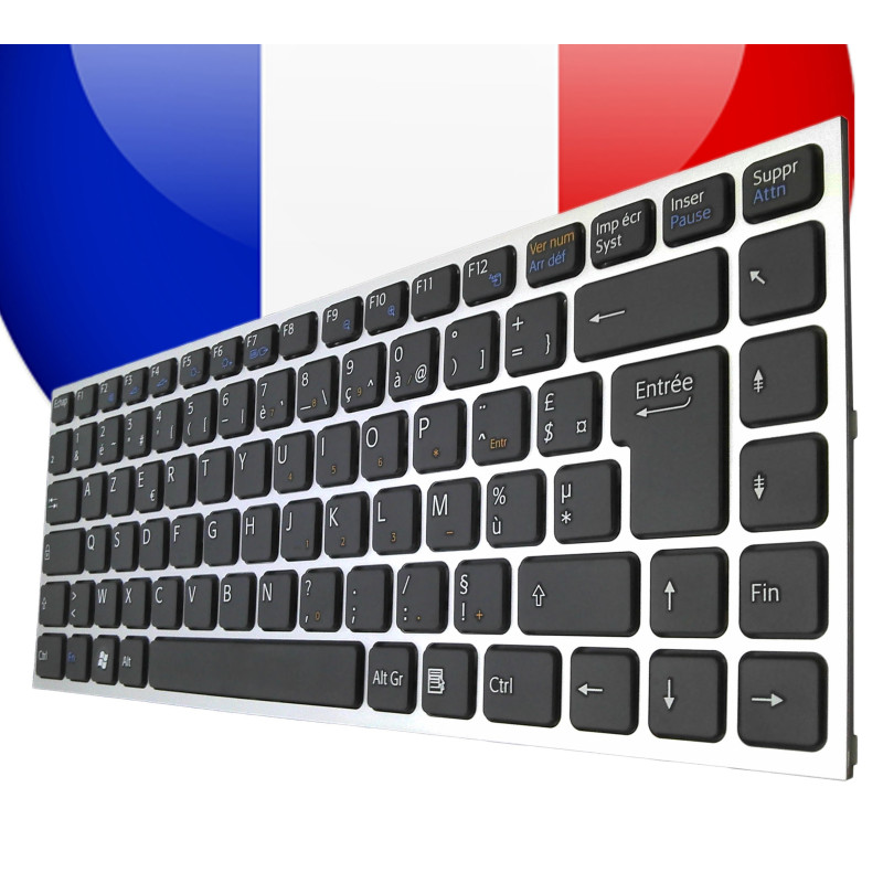 CLAVIER SONY VAIO VPC-Y Série - VPCY - NOIR/ARGENT ORIGINAL FRANCAIS AZERTY